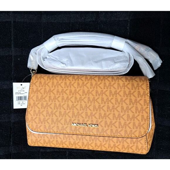 MICHAEL KORS Jet Set Medium MK Logo PVC Convertible Crossbody Pouchette‎ Bag - Picture 1 of 12